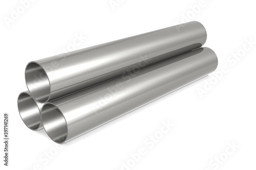 Metal pipes isolated on white background