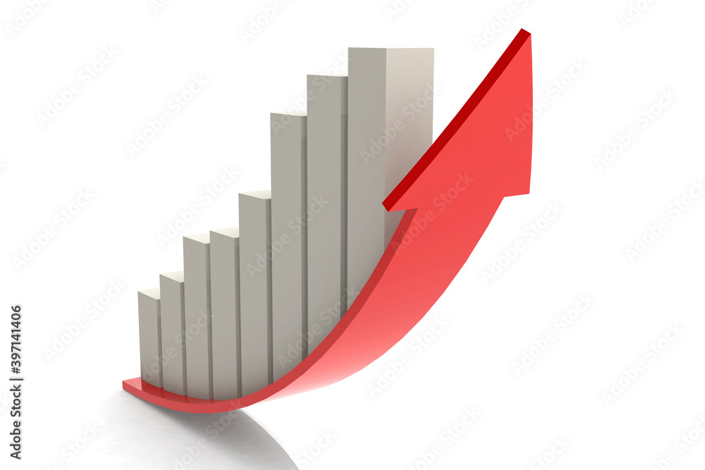 White bar chart on the red arrow White bar chart on the red arrow