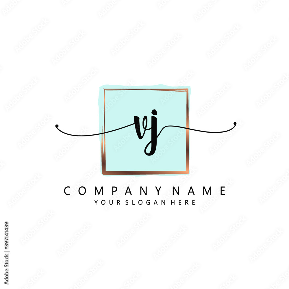 VJ Initial handwriting logo template vector VJ Initial handwriting logo template vector