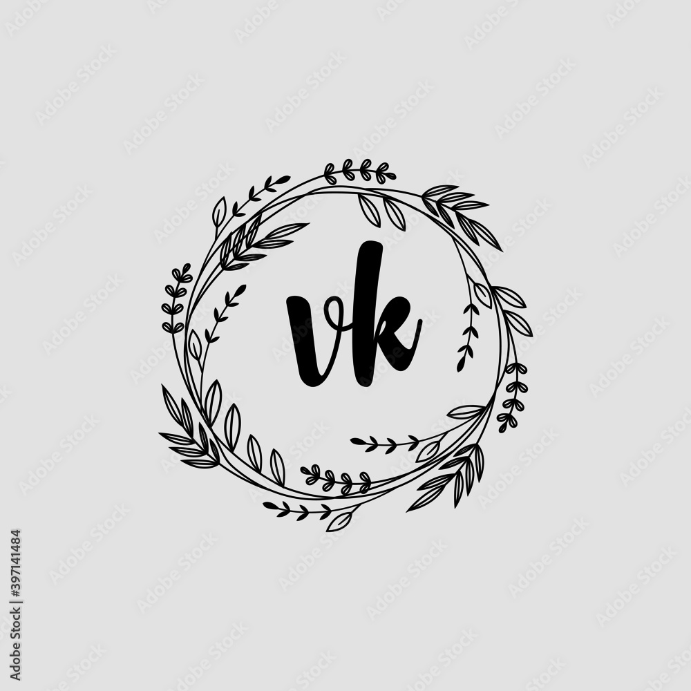 VK Initial handwriting logo template vector VK Initial handwriting logo template vector
