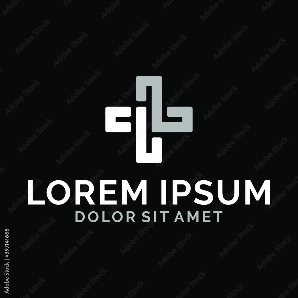 Obraz premium Initial letter CL logo template with geometric cross line art illustration in flat design monogram symbol