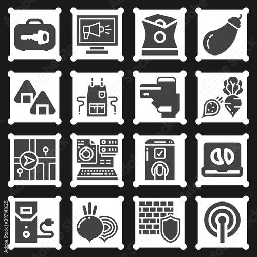 16 pack of noise  filled web icons set