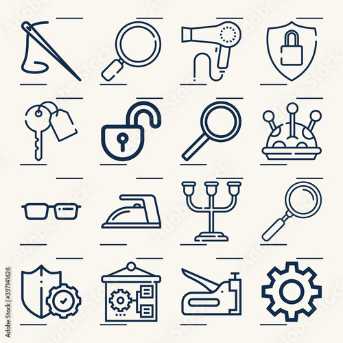 Simple set of surveys related lineal icons.