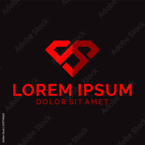 Initial letter SS logo template with geometric diamond shape illustration in flat design monogram symbol