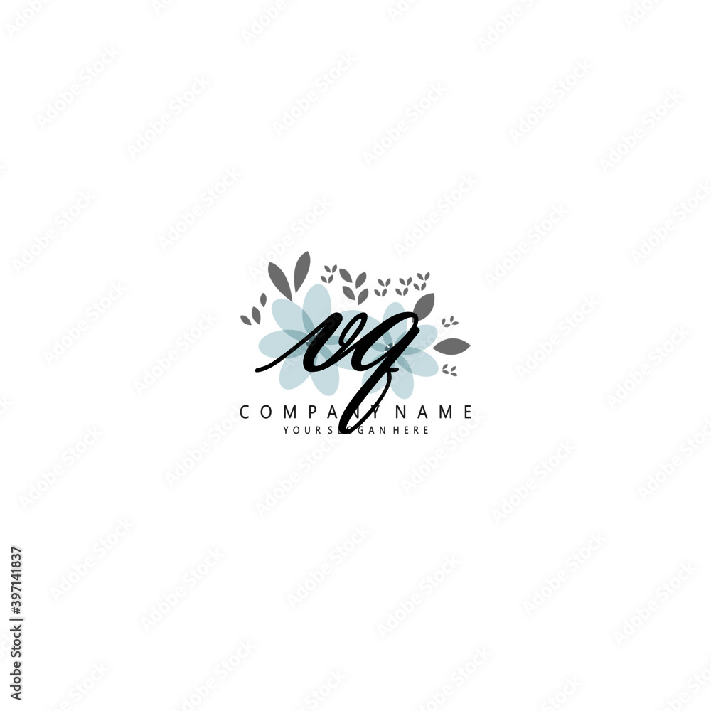 VQ Initial handwriting logo template vector VQ Initial handwriting logo template vector