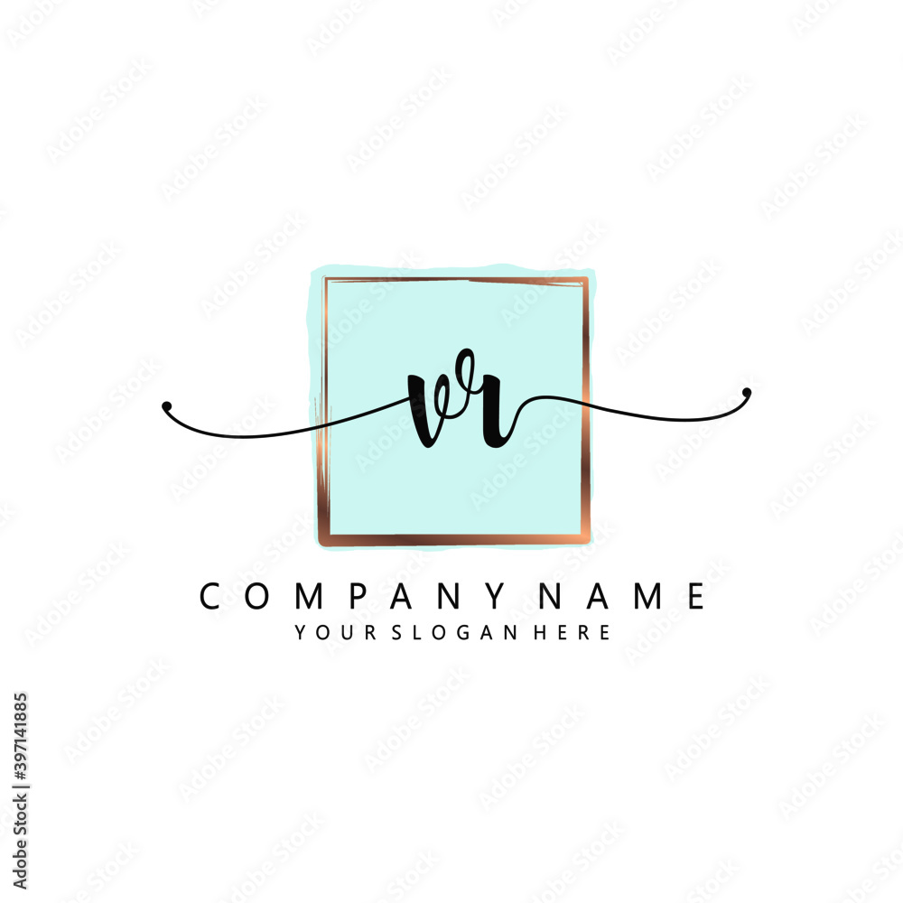 VR Initial handwriting logo template vector VR Initial handwriting logo template vector