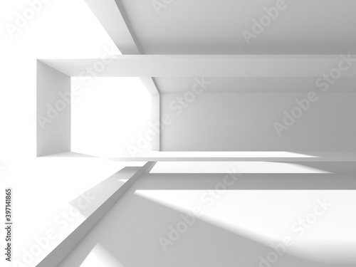 Illuminated corridor interior design. Empty Room Interior Background