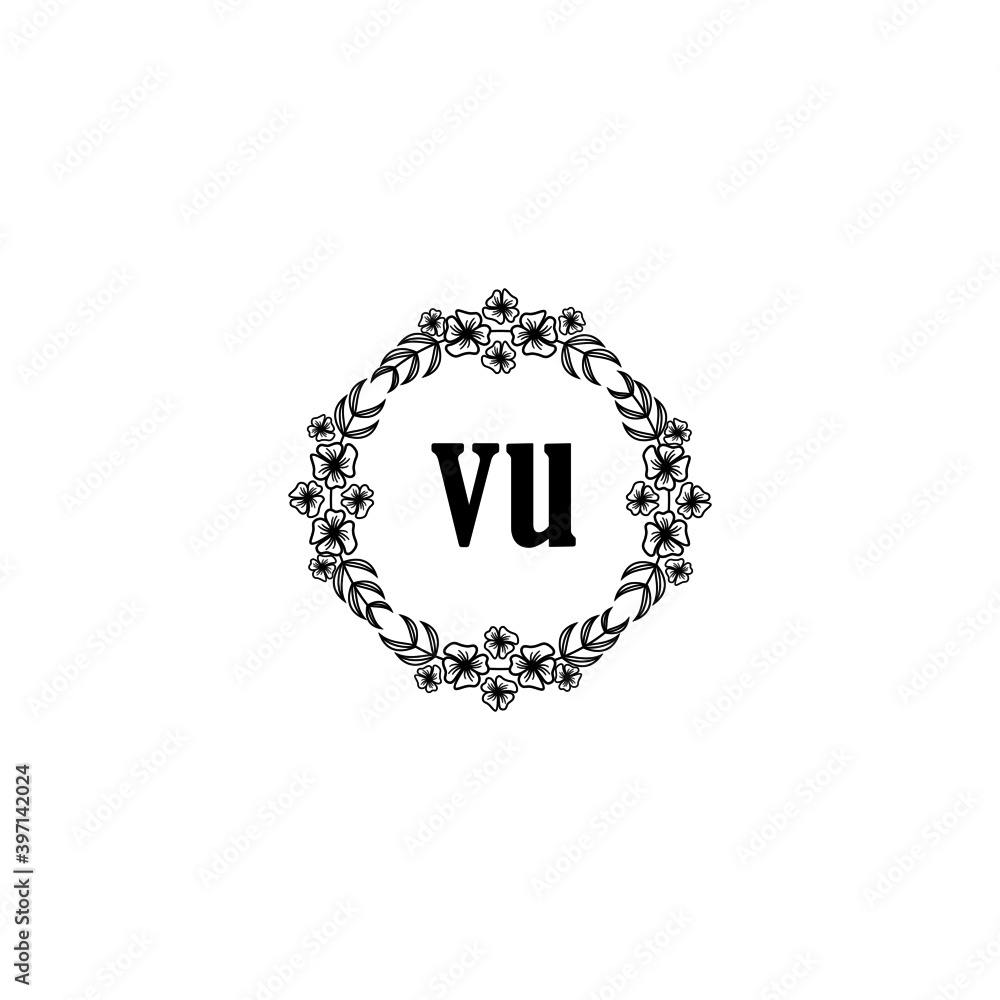 VU Initial handwriting logo template vector VU Initial handwriting logo template vector