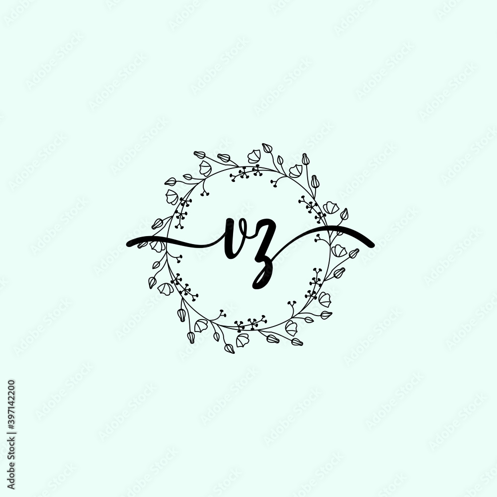 VZ Initial handwriting logo template vector VZ Initial handwriting logo template vector