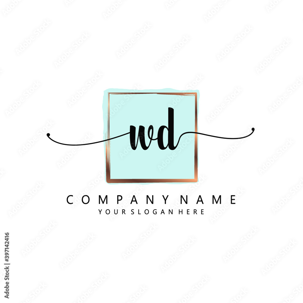WD Initial handwriting logo template vector WD Initial handwriting logo template vector