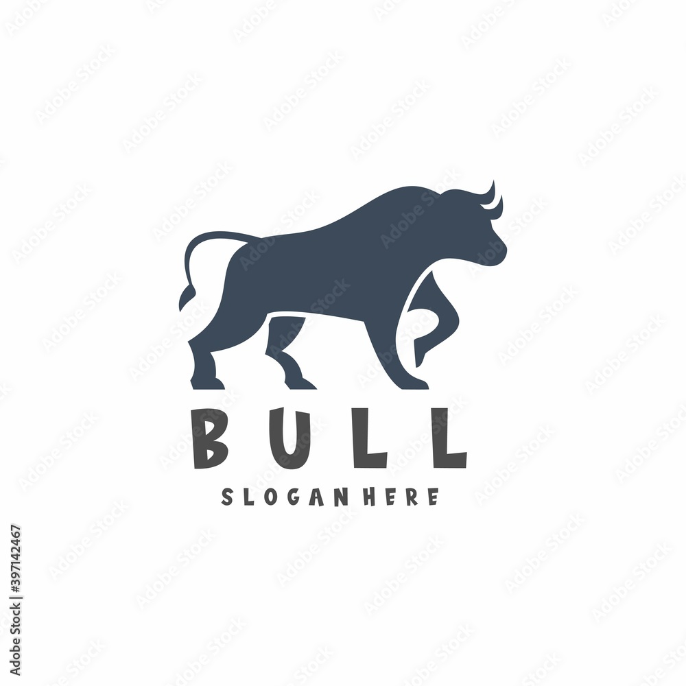 Logo illustration bull sillhouette Vector design
