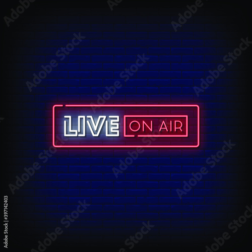 Live On Air Neon Signs Style Text Vector