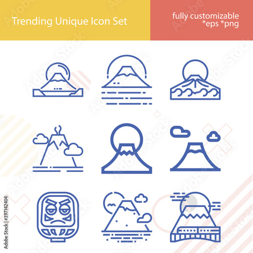 Simple set of pacific ocean related lineal icons.