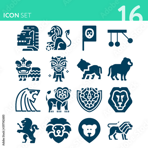 Simple set of 16 icons related to massachusetts