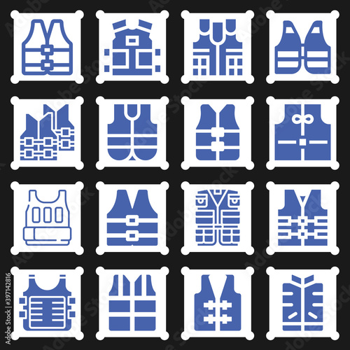 16 pack of vest  filled web icons set