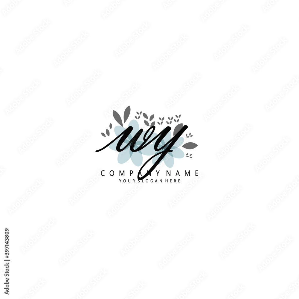 Obraz premium WY Initial handwriting logo template vector 