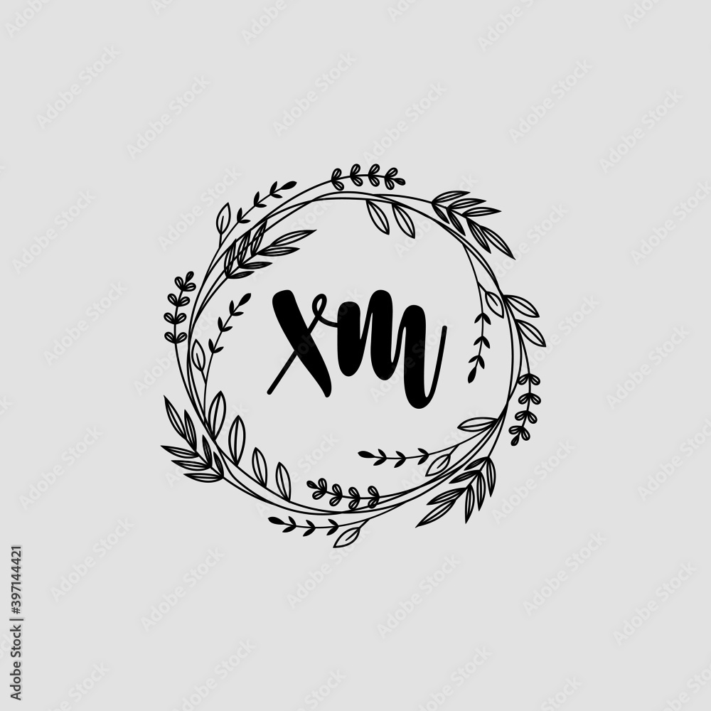 Obraz premium XM Initial handwriting logo template vector