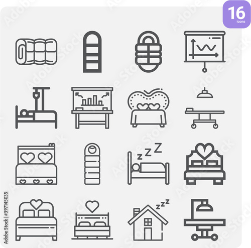 Simple set of pillow related lineal icons.