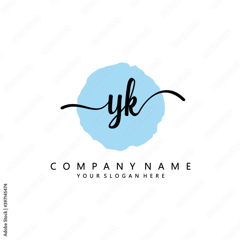 YK Initial handwriting logo template vector YK Initial handwriting logo template vector