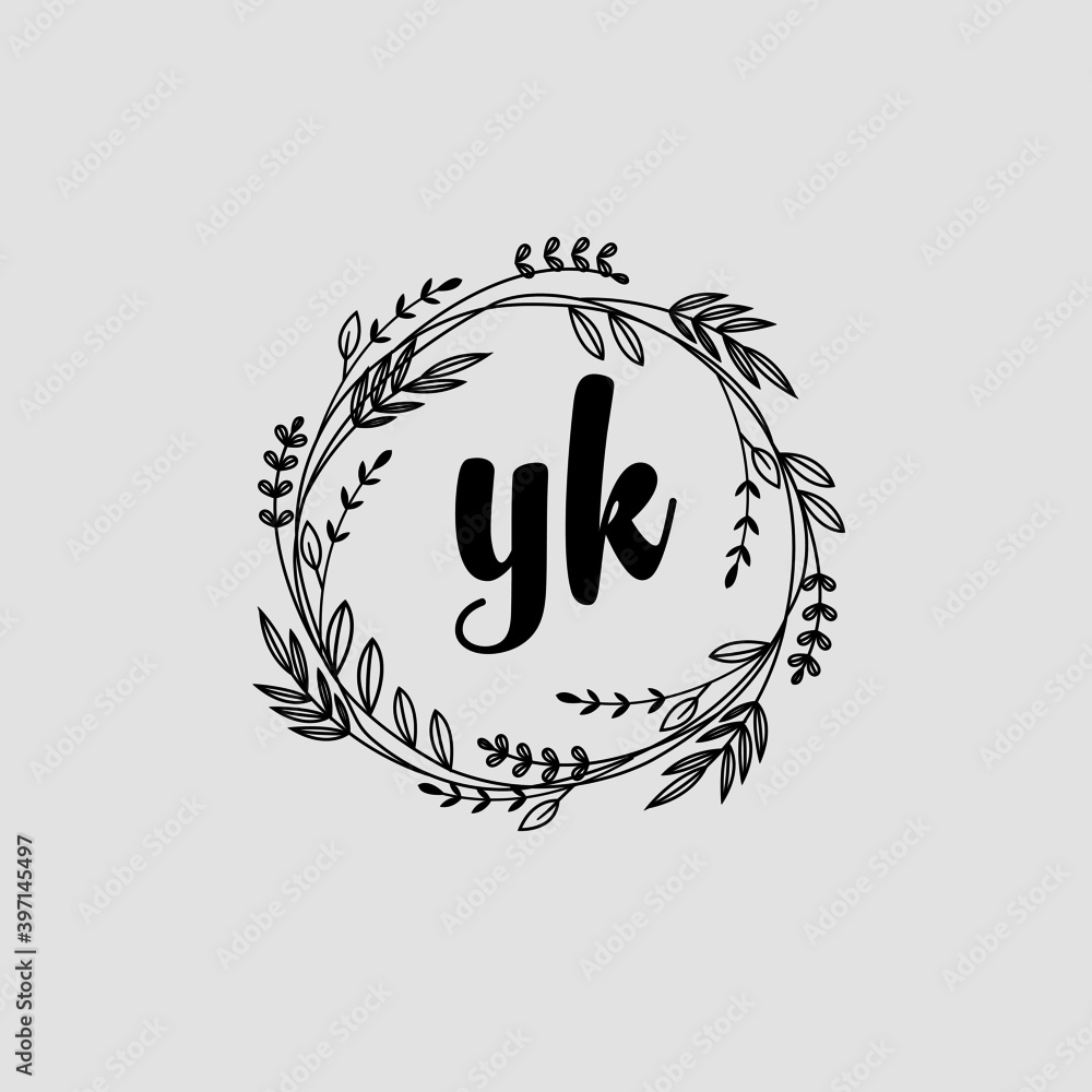 YK Initial handwriting logo template vector 