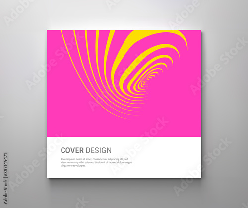 Abstract digital signal form. Sound wave and line in a circle. Striped background with ripple effect. Vector illustration for cover, poster, flyer or banner.