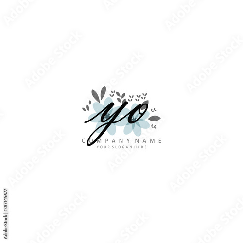 YO Initial handwriting logo template vector 