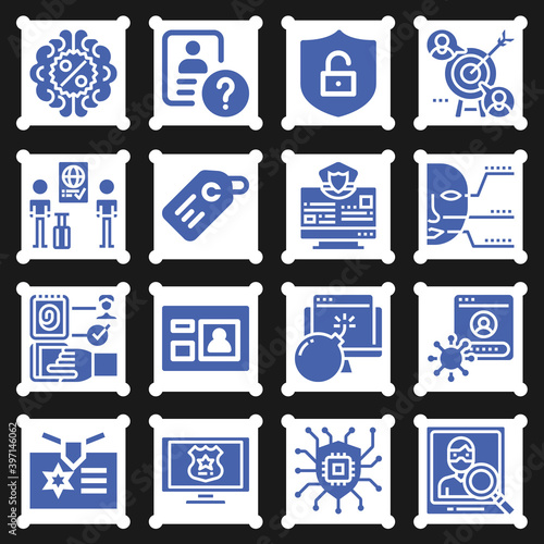 16 pack of individuality  filled web icons set