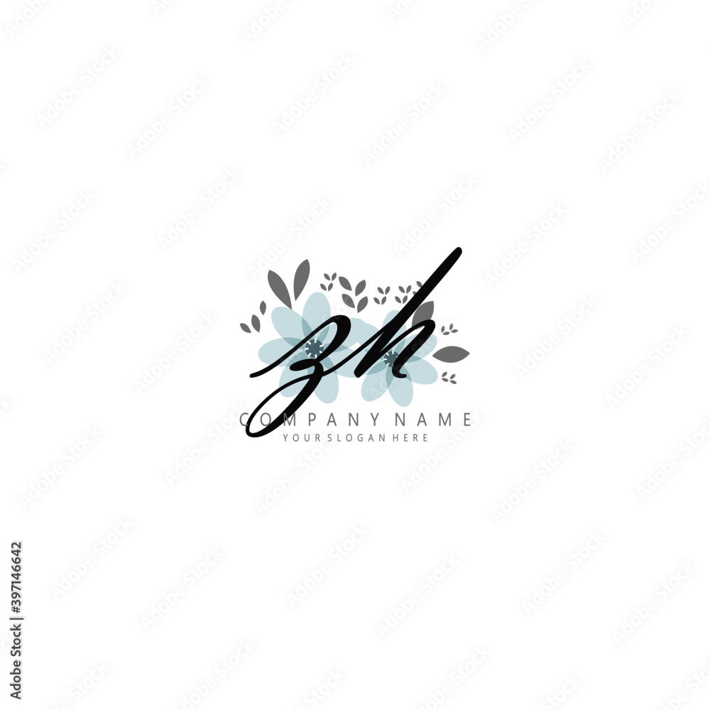 ZH Initial handwriting logo template vector ZH Initial handwriting logo template vector