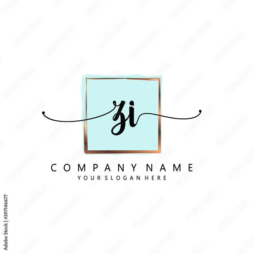 ZI Initial handwriting logo template vector ZI Initial handwriting logo template vector