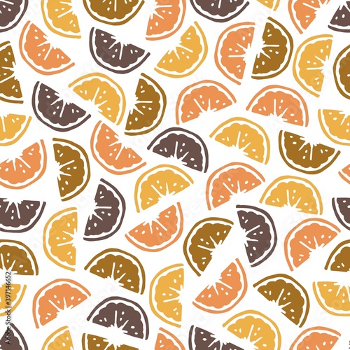 Exotic Citrus Slices Decoration Vector Seamless Pattern