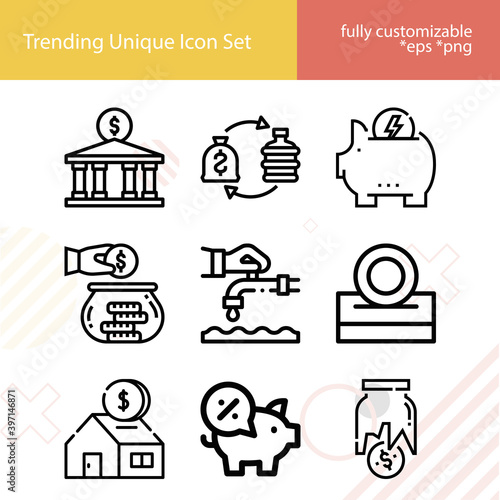 Simple set of fixation related lineal icons.