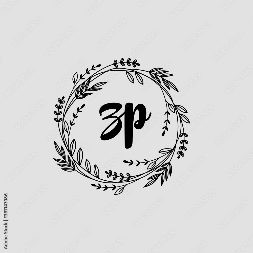 ZP Initial handwriting logo template vector ZP Initial handwriting logo template vector