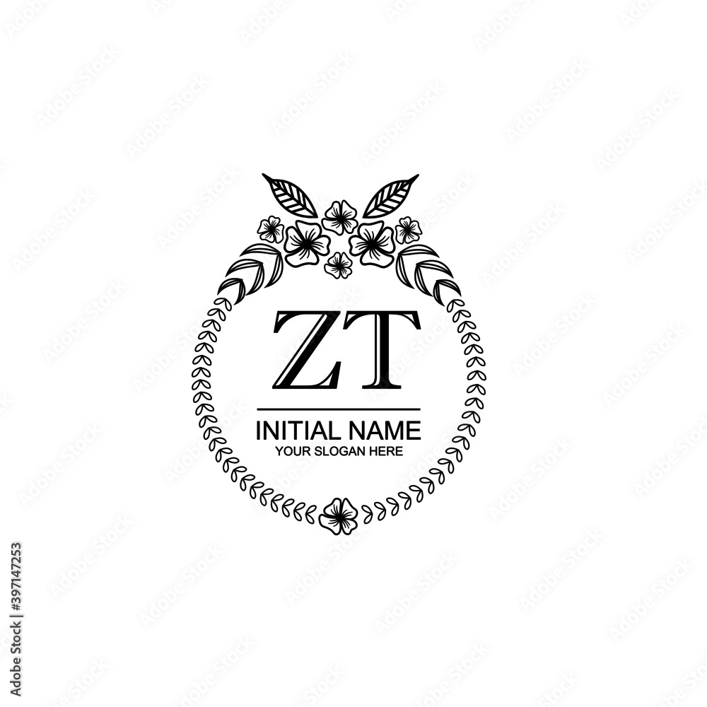 ZT Initial handwriting logo template vector ZT Initial handwriting logo template vector