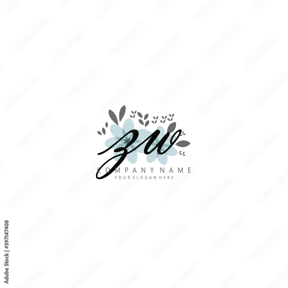 ZW Initial handwriting logo template vector ZW Initial handwriting logo template vector