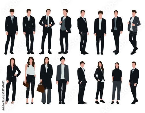 Vector of young  business women, group of women, wearing working outfit
,standing in white background
