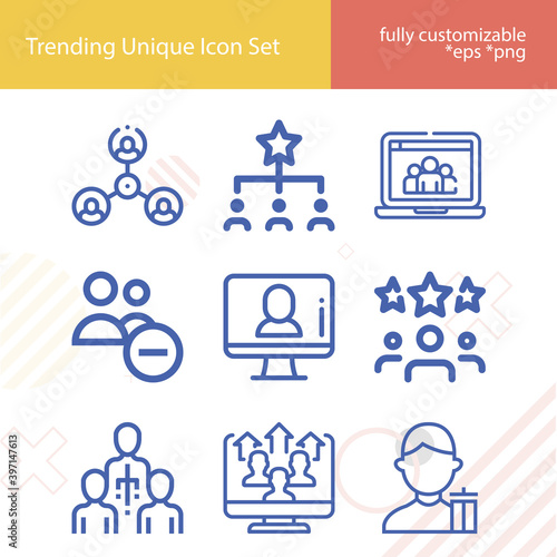 Simple set of ethnicity related lineal icons.