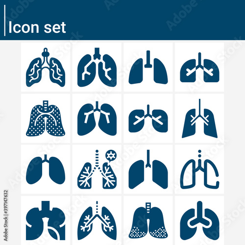 Simple set of bronchial tubes related filled icons.