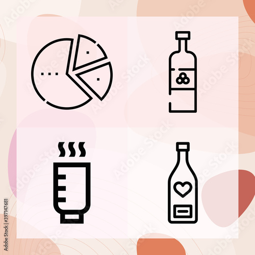 Simple set of sake related lineal icons