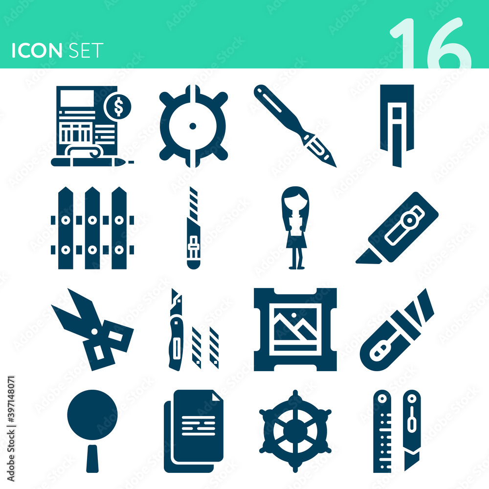 Simple set of 16 icons related to sailing vessel Simple set of 16 icons related to sailing vessel