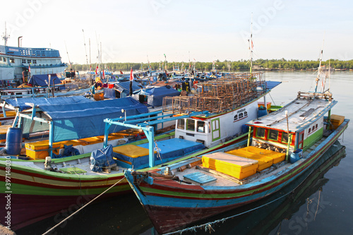 Tanjung Pandan Port in Belitung, Bangka Belitung, Indonesia where fishing boats can be found.