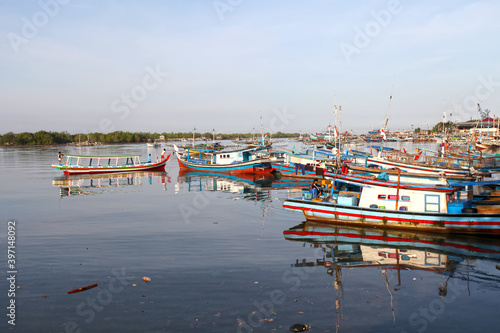 Tanjung Pandan Port in Belitung, Bangka Belitung, Indonesia where fishing boats can be found. photo