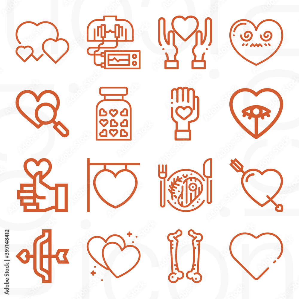 16 pack of marrow  lineal web icons set