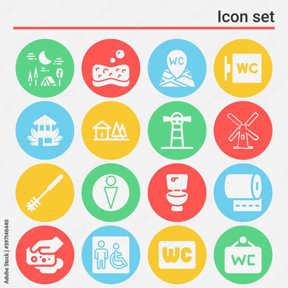 16 pack of sanitary  filled web icons set