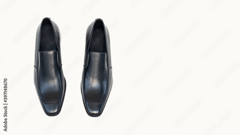 Men's black shoes that can be made as a gift on New Year's Day on a white background Men's black shoes that can be made as a gift on New Year's Day on a white background