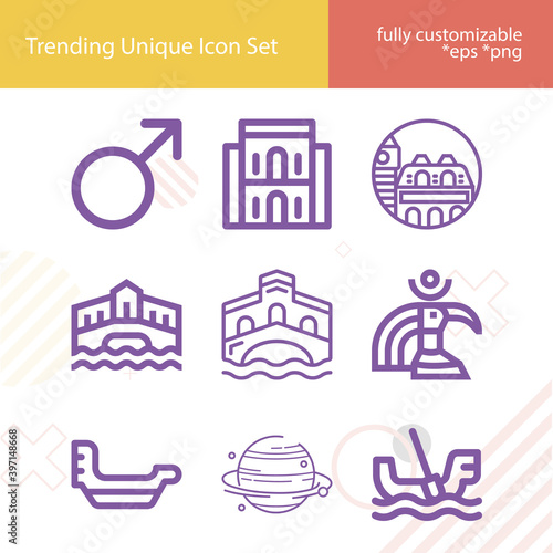 Simple set of venus related lineal icons.