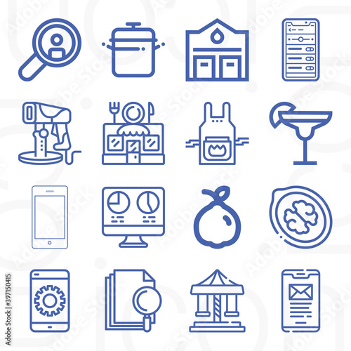 16 pack of locate  lineal web icons set