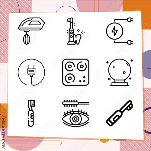 Simple set of 9 icons related to tense