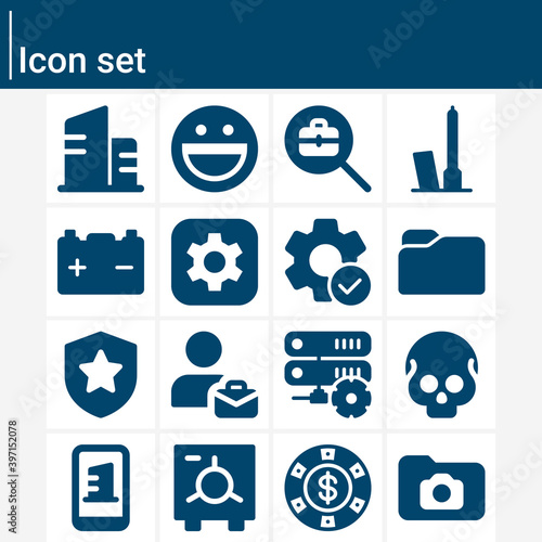 Simple set of round off related filled icons.