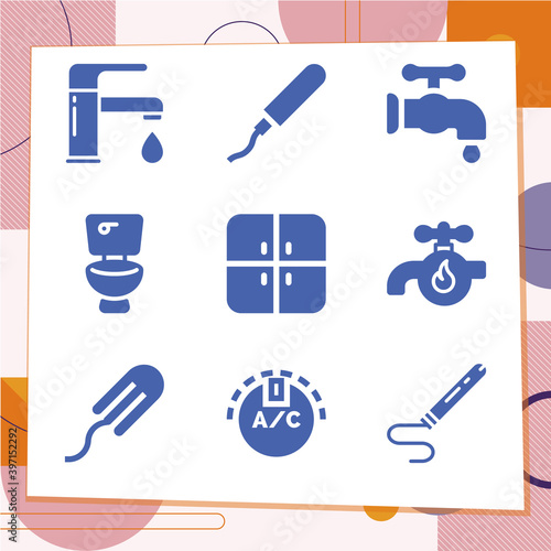 Simple set of 9 icons related to settling