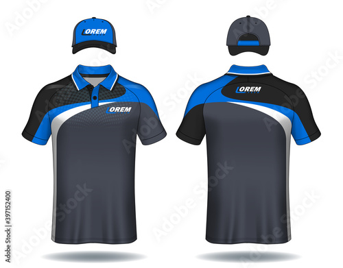 Set of uniform template, polo shirts and caps.	